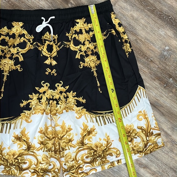 Shein Manfinity Baroque Gold Print Men’s XXL Shirt & Short Set Luxury Statement - Picture 12 of 16